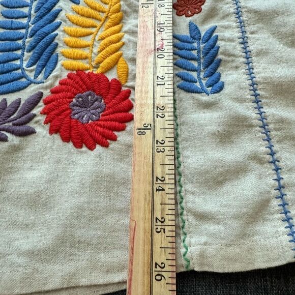 Sister Mary Gloria Tunic Top Rainbow Floral Embroidery Linen Size Medium - Picture 8 of 14